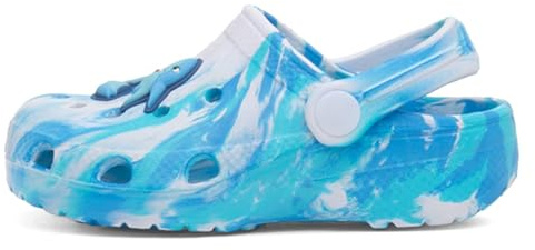 Shoe Zone - Kids Blue & White Marble Shark Slip On EVA Clog