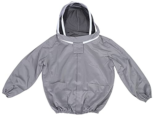Chaqueta protectora para apicultura con doble cremallera – Bata transpirable gris para apicultores aficionados y profesionales – Protección facial completa y fácil de poner y (Gris)