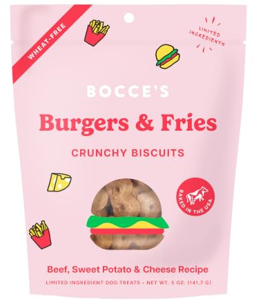 Bocce's Bakery - Limited Edition Wheat-Free Dog Treats, Burgers & Fries Biscuits, 5 oz