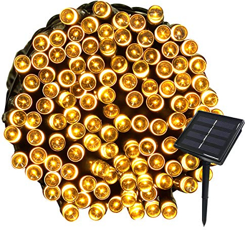 Tuokay 22M 200 LED Luci Giardino Energia Solare Luci da Esterno Luci Stringa Illuminazione per Addobbi Natalizi Catene Decorazione Natalizie Albero di Natale Giardino Patio (Bianco Caldo)