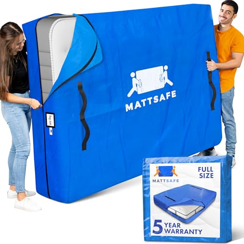 Matratzentasche mit 8 Griffen zum Umziehen und Aufbewahren, volle Größe, wiederverwendbarer Bezug mit starkem Reißverschluss, extra Dicker Matratzenschutz, Mattsafe