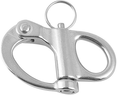 Keenso Feste Schnappschäkel aus festem Edelstahl Schnellverschluss-Schnappschäkel mit rundem Ring für Marineboote, Lastwagen, Lieferwagen, Wohnwagen und Anhänger(22 * 96 mm)
