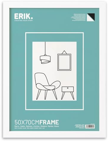 Grupo Erik: Cornice 50 x 70 cm Bianca - Cornice da parete in legno MDF, Cornice per puzzle 50x70, Cornice Quadro 50x70