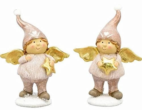 Pommerntraum ® | 2 moppelige Engel in rosé mollige Engelchen Schutzengel Rubensengel Engelfiguren Mollyengel