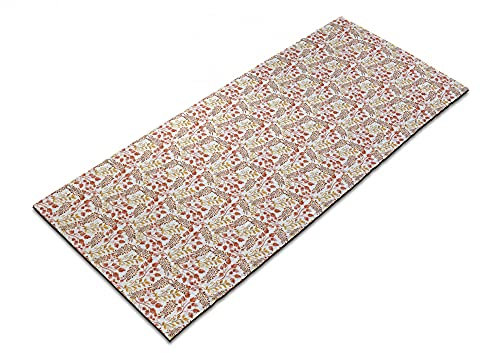 ABAKUHAUS Aquarell Yoga-Mattenhandtuch, Blooming Gartenelemente, rutschfeste schweißabsorbierende Yoga Pilates Workout Pad Abdeckung, 64 cm x 178 cm, Blasses Orange Salmon