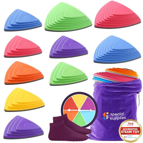 Special Supplies 10 Stepping Stones for Kids Indoor and Outdoor Balance Blocks Promote Coordination, Balance Strength Child Safe Rubber, Non-Slip Edging (Primary)