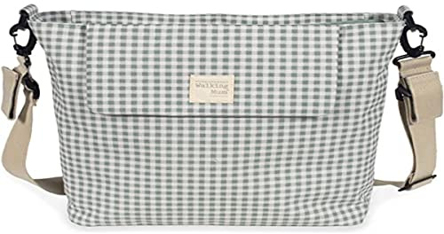 Vandringsmamma. I Love Vichy skötväska för barnvagn, axelväska, grön, 42 x 36 x 13 cm