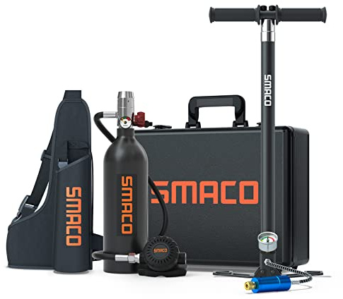 SMACO Tauchen Sauerstofftank Geeignet zum Sporttauchen 1L Mini-Tauchflasche Unterstützen Sie Unterwasseratmung (Nicht Mehr als 16 ft) Tauchzylinder Zum Freizeittauchen Notfallluftversorgung S400