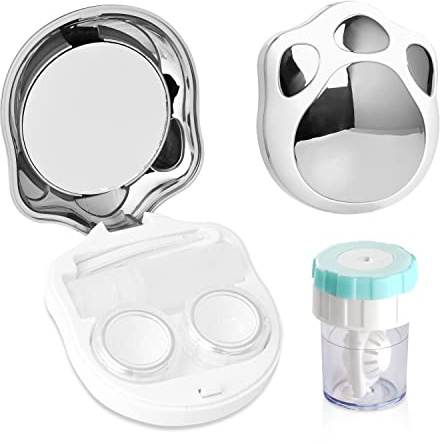 Lasiyanor Portable Contact Box with Mirror Tweezers Remover Tool Solution Bottle for Daily Outdoor Use Silver 2 Daily Use, Silver 2, for Everyday use