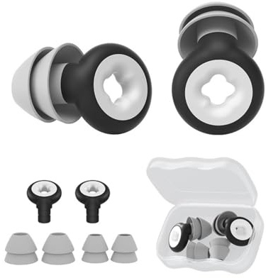 FAINCA Boule Quies pour Dormir, Bouchon Oreille Piscine, Bouchons Doreilles Anti Bruit, Réutilisable Boule Quies, avec 2 Paires Têtes Remplacement, pour Dormir, la Concentration, Etude (Noir)