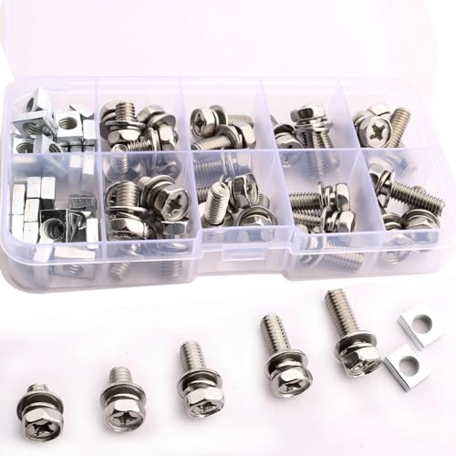 RUNCCI-YUN 60PCS 30 set Dadi e Viti Batteria Moto M6x10/12/16/18/20mm Bulloni per Batteria Moto per Progetti Fai Da Te Scooter ATV, Moto Viti e Dadi Batteria Moto in Acciaio Inossidabile