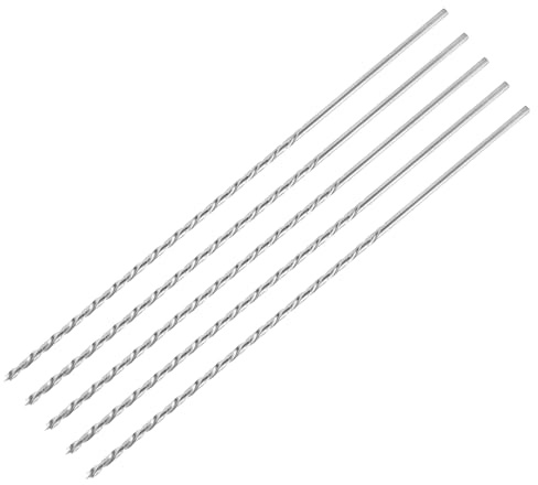 ENT 50443 Träspiralborr Ø 3 mm i 5-pack, extra lång 200 mm, med centrumspets och förskärare, D 3 x NL 135 x GL 200 mm, cylindriskt skaft, Snabbstål