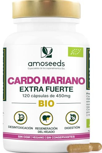 Cardo Mariano BIO | Extra Fuerte, 1350mg / Día | 120 cápsulas veganas | 1,3% Silimarina | Regenera y Protege el hígado, Desintoxica y Depura | Primera Calidad