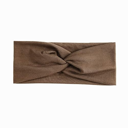 SYSUII 5 fasce per capelli da donna, tinta unita, larghe, elastiche, morbide, estive, per allenamento, yoga, sport, per corsa, fitness, marrone chiaro