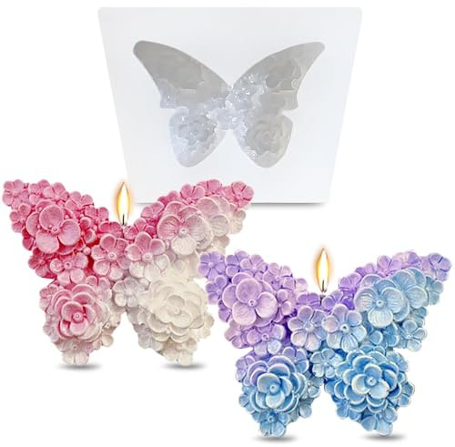 2 Piezas Molde de Vela de Silicona 3D con Diseño de Mariposa, Tamaño Grande para Manualidades, Jabón, Pastel, Aromaterapia, Cera de Abejas
