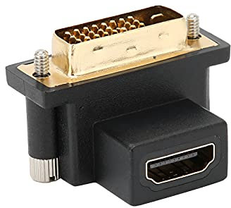 Bewinner Adaptateur D'interface Multimédia HD Femelle vers DVI Mâle, Coude Supérieur à 90 °, avec ABS + Métal pour Projecteurs, Ordinateurs Portables, Boîtiers TV