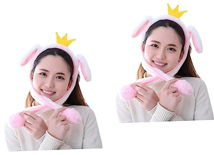 KOMBIUDA 2 Stücke Nette Headwear Plüsch Haar Band Moving Ohren Multi-funktionale Stirnband Für Partys