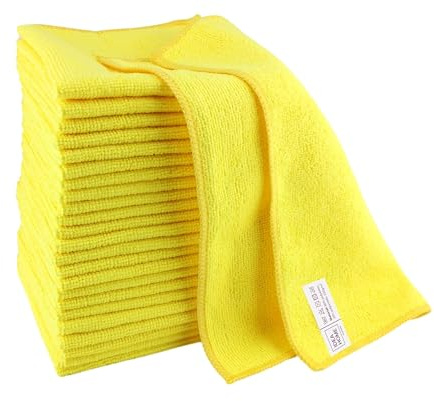 Idea Home Bayetas Microfibra 24 Piezas - Paños de Limpieza de Microfibra 30x30cm - Paños para el Polvo - Paños Multiusos, Amarillo