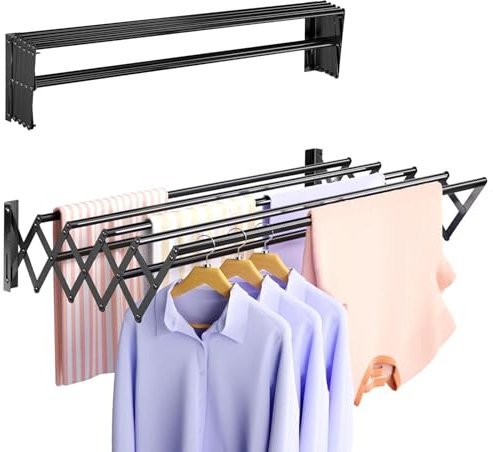 Neulriscn Wäscheständer Wandmontage, Wäschetrockner Wand Ausziehbar 80cm Edelstahl mit 7 Stangen, Wäscheständer Platzsparend ideal fürs Badezimmer oder den Balkon, Wall Mounted