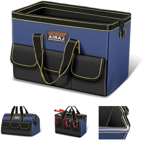 Tool Bag | AIRAJ 16 In Small Tool Bag | Wide Mouth Tool Bags for Men and Women | 37×21×26 cm | Tool Organizer for Home Repairs,Garage Storage,Professional Work | Portable Tool Box