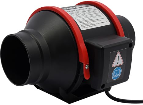Rohrventilator Rohrlüfter 310m³/h Einstellbare Geschwindigkeit Inline Fan Abluftventilator Mit Fernbedienung 100mm Abgasrohrventilator,Für Wohnungen, Restaurants, Büros, Schulen, Garagen, Küchen