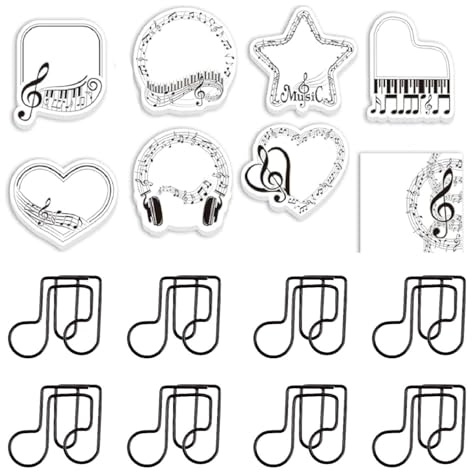 8 Haftnotizen Zum Thema Musik Und 8 Musiknadeln, Kreative Haftnotizen, Lern- Und Bürobedarf, Haftnotizblöcke