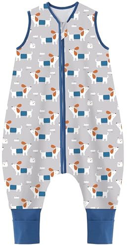 Teechodina Baby Schlafsack mit Füßen 100% reine Baumwolle 1.5 Tog Kinder Ganzjahres Schlafsack mit Beinen kleinkind Schlafanzug für Jungen und Mädchen, 1.5 Tog/Süßer Welpe, 70cm/Baby Höhe 75-85cm