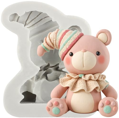 Sijiangmold Moules en silicone pour fondant en forme d'ours en peluche - Moule à chocolat pour décoration de gâteau, cupcake, bonbons, pâte d'argile polymère