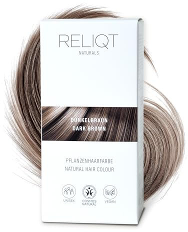 RELIQT Naturals – Pflanzenhaarfarbe Dunkelbraun 100% natürlich & permanent 100 g – Haarfarbe für gründliche Grauhaarabdeckung & gesunden Glanz – Naturkosmetik Haarfärbemittel zusatzstofffrei