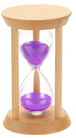 PATIKIL 20 Minutes Sand Timer, 1 Pcs Wooden Sand Watch High Glass Sandglass Timer for Living Room Home Office Restaurant Decoration, Purple