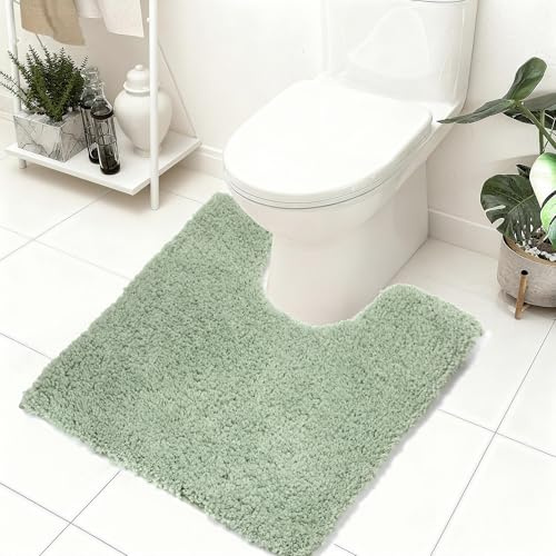 Baahrnom Mikrofaser Badezimmerteppich 50x50 cm, WC Vorleger mit Ausschnitt | WC Teppich Weiche Toiletten Teppich rutschfest Waschbar für Dusche, Luxus Badezimmer Toilette