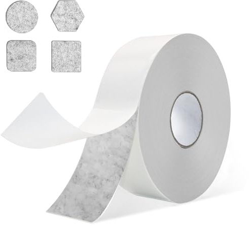 Nastro in feltro autoadesivo, grigio, 1 mm, facile da tagliare, autoadesivo, per sedie, mobili e pavimenti (10 m x 5 cm)