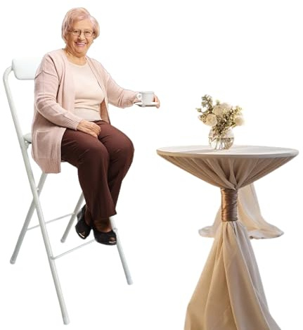 Gabello da bar pieghevole portatile per la colazione, 50-80cm comodo sgabello alto imbottito, sgabelli da bar alti pieghevoli per sala giochi da cucina, capacità di 300 libbre(Bianco,65cm (26inch))