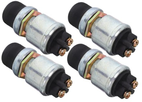 LIGIGWASH 4pezzi Pulsante Avviamento Interruttore Momentaneo Per Auto Barca Camion Trattorino Tagliaerba Accensione Efficiente Cappuccio Nero Alta
