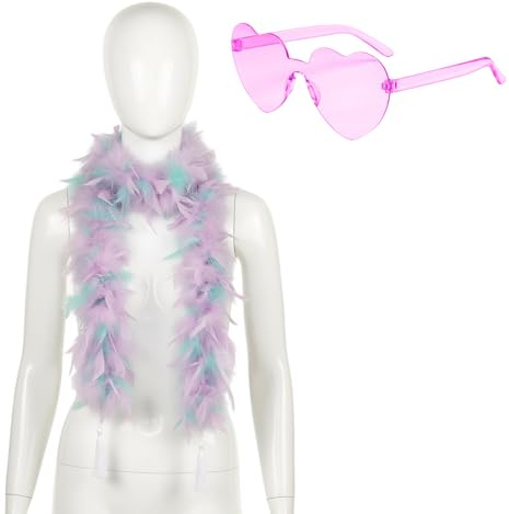 Federboa, Federboa Pink, Federschal, 2er Set Federboa Bunt, 1,2m Länge, Federboa Weiß, Federn Pink, Feder Boa, Feather Boa, Feather