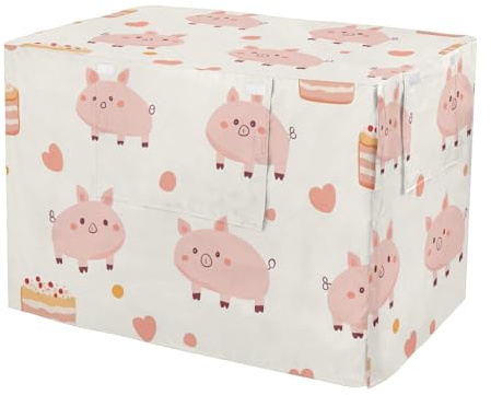 KLL Niedliche Cartoon-Schweinekuchen, Pastellfarben, Abdeckung für Hundekäfige, Welpen, Drahtkäfigabdeckung, Hundekäfig-Vorhänge, 91,4 cm