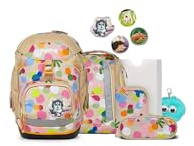 ergobag pack Set Bundle AW25/26, ergonomischer Schulrucksack flexibel 7-teilig Set 1. Klasse Grundschule für Mädchen und Jungen BlütenzauBär - Beige