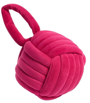 OHS Velvet Rope Weighted Door Stop, Soft Matte Velvet Fabric Decorative Door Stops with Handle Home Interior Doorstop Weighted 14cm for Doors Home Decoration, Pink