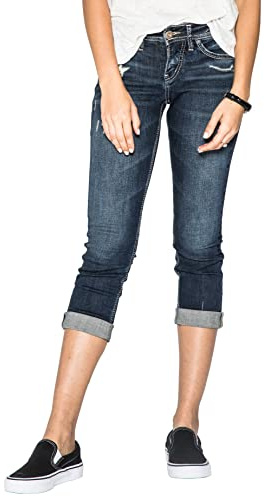 Silver Jeans Co. Damen Suki Capri-Jeans mit mittlerer Leibhöhe, 34 Regular