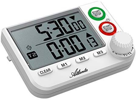 Atlanta Eieruhr digital Kurzzeitmesser für 2 Zeiten, Extra-Laut mit Lautstärkeregelung - 238