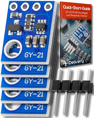 AZDelivery 5 x GY-21 HTU21 Feuchtigkeit und Temperatur Sensor kompatibel mit Arduino und Raspberry Pi inklusive E-Book!