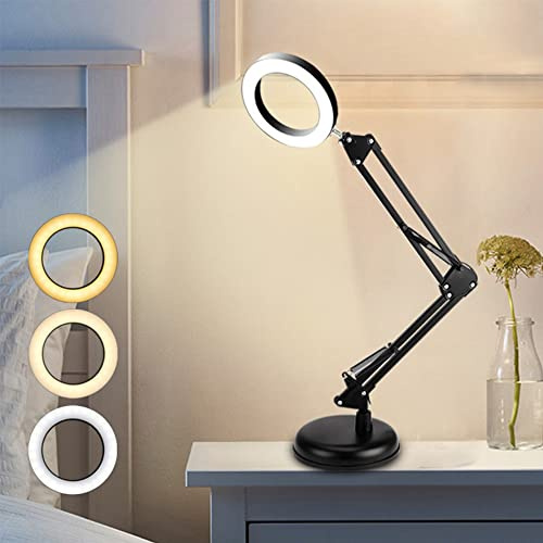 Depuley 6 W LED Schreibtischlampe mit Gelenkarm flexibel Intensität/Temperatur einstellbar Nachttischlampe Architekten USB Leselampe Industrial Design Metall Schwarz
