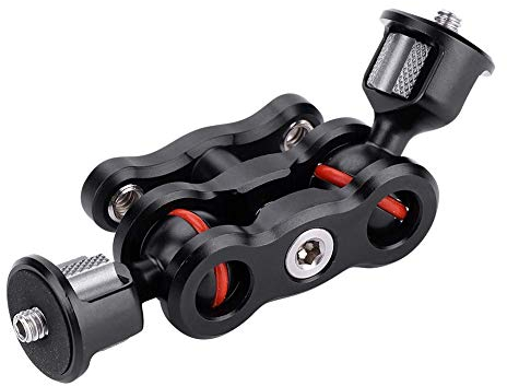 Support de Bras Magique avec Double rotule, Adaptateur Multifonctionnel de Montage de Bras Magique de Chaussure Chaude de tête de Boule multifonctionnelle de 1/4 Pouce pour équipement de caméra