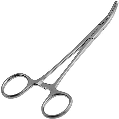 May Profi Angelzange 16 cm gebogen Edelstahl Hakenlöser Lösezange | Gebogene Hakenlösezange aus Edelstahl mit Klemme. Ideal für das schnelle und fischschonende Entfernen von Angelhaken.