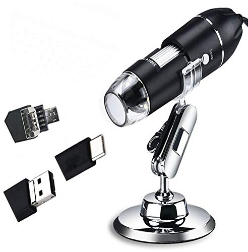 Meichoon Digitales Mikroskop, 3-in-1 USB Schnittstelle,1600 x Kamera,mit Flexiblem Ständer,Kompatibel mit Android,Mac, Windows-System,NB01D