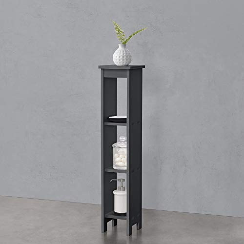 [en.casa] Standregal Arvika 80x17x17cm Nischenregal aus WPC Bücherregal 3 Ablagen Dunkelgrau