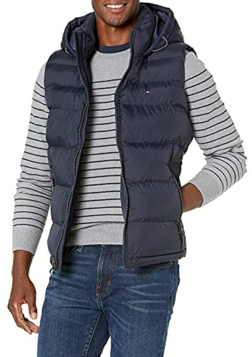 Tommy Hilfiger Herren Gesteppte Pufferweste Weste, Midnight Hoody, S