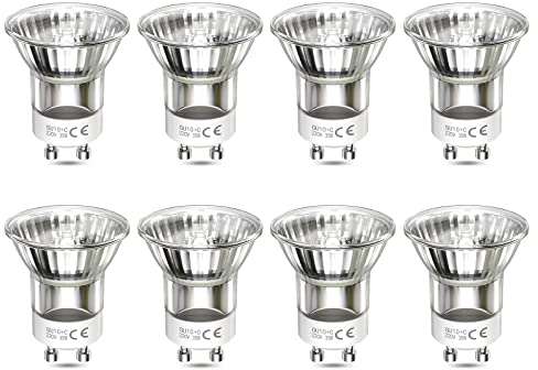 ‎‎Luxvista Mini GU10 Lampadine Alogene, 35W Bianco Caldo 2700K Lampadine Riflettore Dimmerabili Equivalenti a 3W Lampadine LED 360Lumen Lampadine Alogene per Lampada Lava, AC 220V-240V, 8 Pezzi