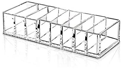 tooloflife Clear Acrylic Eyeshadow Makeup Storage Organiser with 8 Sections for Eye Shadows Blusher Compact Powder Lipstick Dresser Bedroom Bathroom(21.5×9×4.5cm)