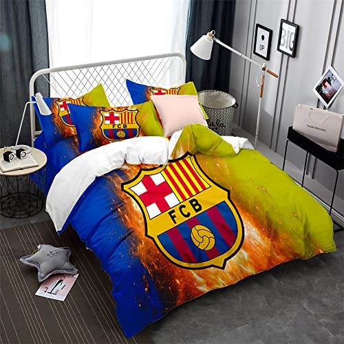 CHAOSE-ESB Equipo De Fútbol Funda Nórdica Juego De Ropa De Cama De Navidad Sin Arrugas Peso Ligero Durable + 2 Fundas De Almohada (patrón 03,(150x200cm)-Cama de 90)